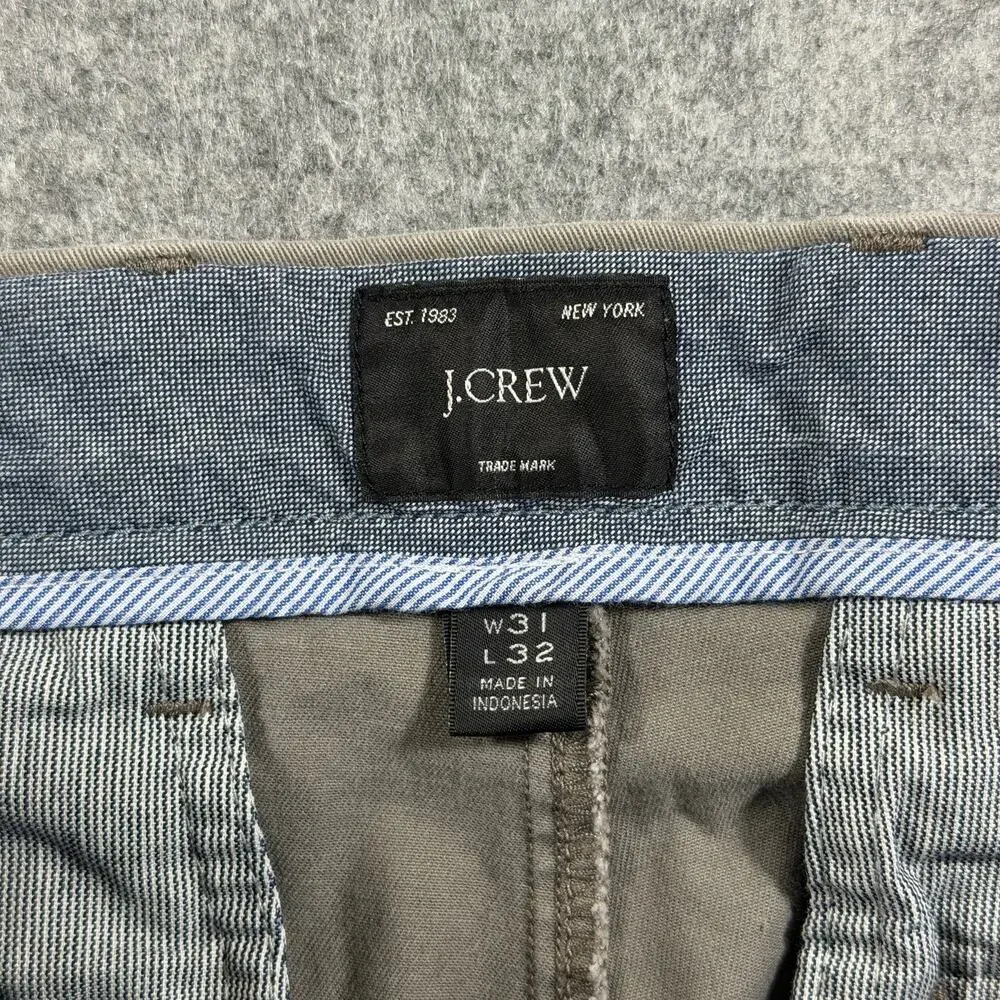 J. Crew Chino Pants Mens 31x32 Khaki Slim Fit Flat Front Cuffed Preppy Casual